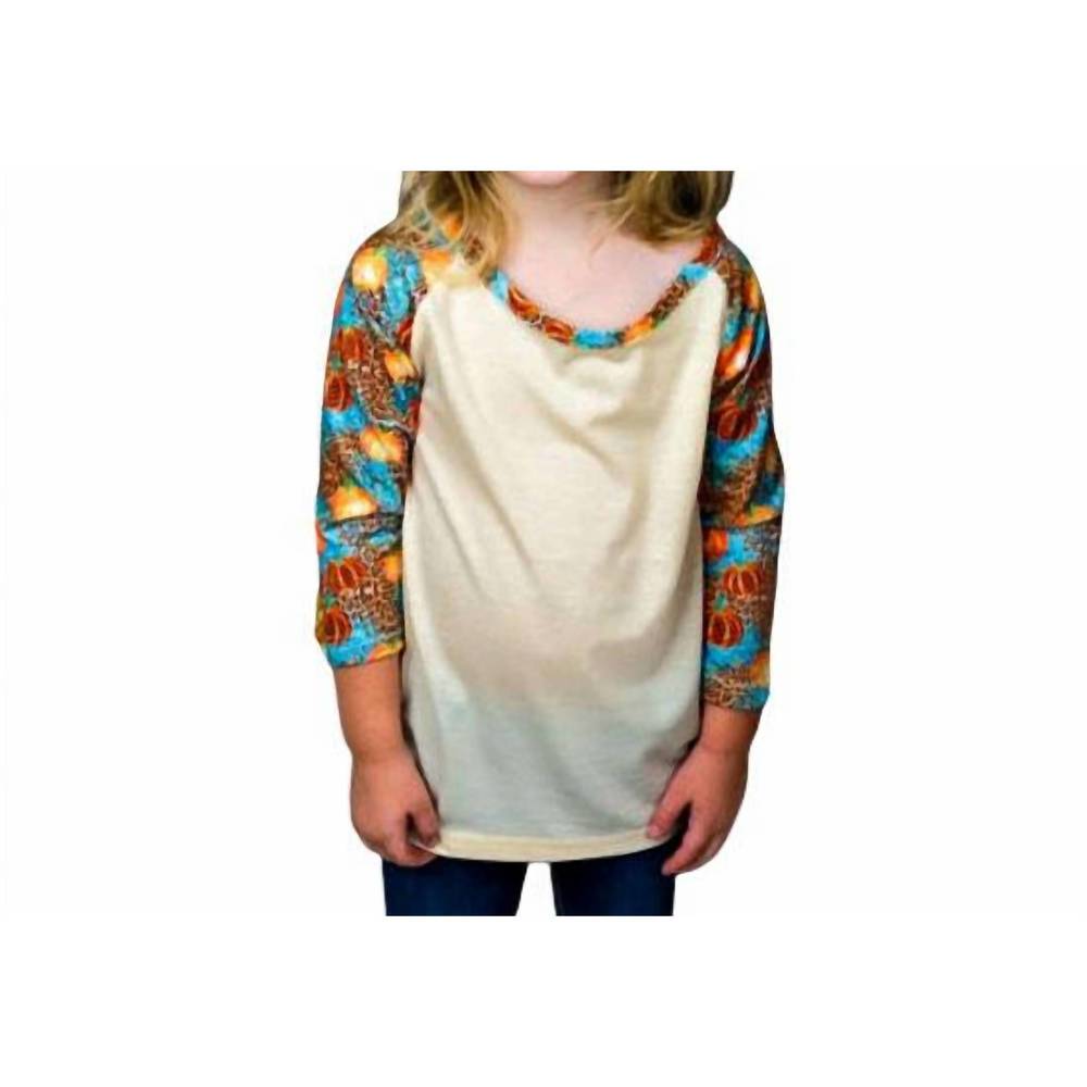 NEW PRISSY JANE girl's pumpkin raglan top in multi